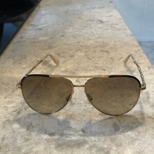 Gucci Rhinestone Embellished Gold-Toned Aviator Sunglasses -NEW